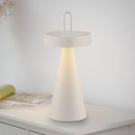 JUST LIGHT. LED-bordlampe Alwa gråbeige jern IP44