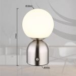 Julsy oppladbar LED-bordlampe, nikkelfarget, høyde 21 cm, CCT