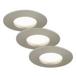 LED-downlight Nikas IP44, nikkel, 3er sett