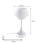 Lindby bordlampe Eryndor, hvit, tekstil, Ø 30 cm, E27