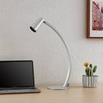 Lucande Velanoris bordlampe, børstet aluminium