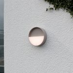 Meg LED, oppladbar utendørs vegglampe, sandfarget, Ø 15 cm