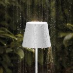 Nuindie IP54 LED oppladbar bordlampe 38 cm rund USB-C snøhvit