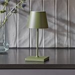 Nuindie mini LED oppladbar bordlampe, rund, USB-C, grangrønn