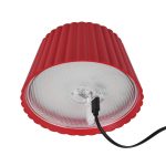 Suarez LED oppladbar bordlampe, rød, høyde 39 cm, metall, dimbar