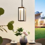 Utendørs LED-pendellampe Cube, glasskjerm, 26 cm