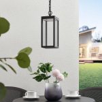 Utendørs LED-pendellampe Cube, glasskjerm, 26 cm