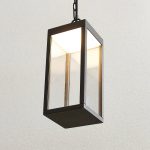 Utendørs LED-pendellampe Cube, glasskjerm, 26 cm