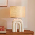 Haze bordlampe, keramikk, tekstilskjerm, beige
