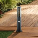 Lindby Statius pidestallampe, svart, jern, sensor, 45 cm