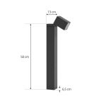 Lindby sokkellampe Othil, 50 cm høy, grå, aluminium