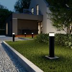 Lucande LED-sokkellampe Corban, dør, 2 stikkontakter, aluminium