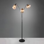 Lumina gulvlampe, 3-lys, svart/amber, glass