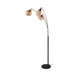 Lumina gulvlampe, 3-lys, svart/amber, glass
