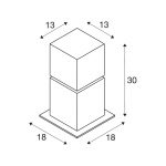 SLV Square Pole sokkellampe, høyde 30 cm, grå, rustfritt stål