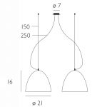 Sandfarget hengelampe BELL 21 cm, 2 lyskilder