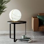 Fabbian Armilla bordlampe av glass, hvit, gull