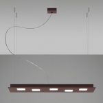 Fabbian Quarter - LED-hengelampe 5 lyskilder, brun