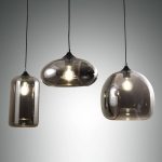 Fiona pendellampe, grå-transparent, 3 lyskilder, glass