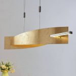 LED-hengelampe Marija, panel loddrett, gull