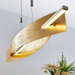 LED-hengelampe Marija, panel loddrett, gull