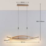 LED-hengelampe Marija, panel vannrett, gull