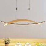 LED-hengelampe Marija, panel vannrett, gull