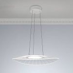LED-pendellampe Vela, hvit, oval, 59 cm x 43 cm