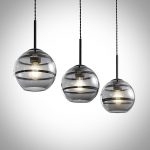 Lucande Ably pendellampe, røykglass, 3 lyskilder