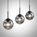 Lucande Ably pendellampe, røykglass, 3 lyskilder