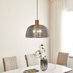 Lucande Biljana pendellampe med bur, brun, 50 cm