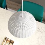Lucande Herdis hengelampe av gips, Ø 34 cm