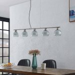 Lucande Kaiya hengelampe, glass, 5 lyskilder