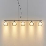 Lucande Kaiya hengelampe, glass, 5 lyskilder