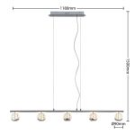 Lucande Kilio LED-hengelampe, 5 lyskilder, krom