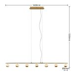 Lucande Kilio LED-hengelampe, 7 lyskilder, gull