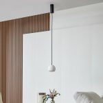 Lucande LED-pendel Darkorin, hvit, rund, gips, Ø 12 cm