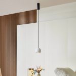 Lucande LED-pendel Darkorin, hvit, rund, gips, Ø 12 cm