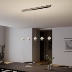 Lucande LED-pendel Hayley, 5-lys, lang, kromfarget