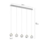 Lucande LED-pendel Hayley, 5-lys, lang, kromfarget