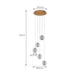 Lucande LED-pendel Ismenia, 5-lys, messing, akryl