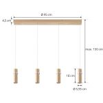 Lucande LED-pendel Nojus, 4-lys, tre, opp/ned, 95 cm
