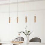Lucande LED-pendel Nojus, 4-lys, tre, opp/ned, 95 cm