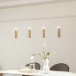 Lucande LED-pendel Nojus, 4-lys, tre, opp/ned, 95 cm