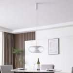 Lucande LED-pendel Orasa, glass, hvit/klar, Ø 43 cm