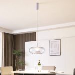 Lucande LED-pendel Orasa, glass, hvit/klar, Ø 43 cm