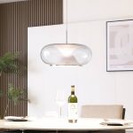 Lucande LED-pendel Orasa, glass, hvit/klar, Ø 43 cm