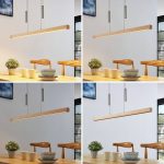Lucande LED-pendel Pia, bøk, 100 cm lang