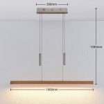 Lucande LED-pendel Pia, bøk, 100 cm lang