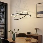 Lucande LED-pendellampe Ezana, svart, metall, Ø 80 cm